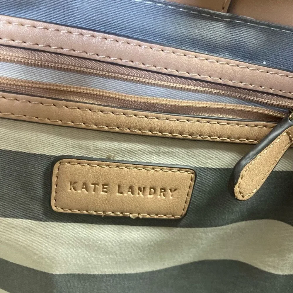 KATE LANDRY Women’s Tote Bag 12X6X13.5 Yellow & White‎